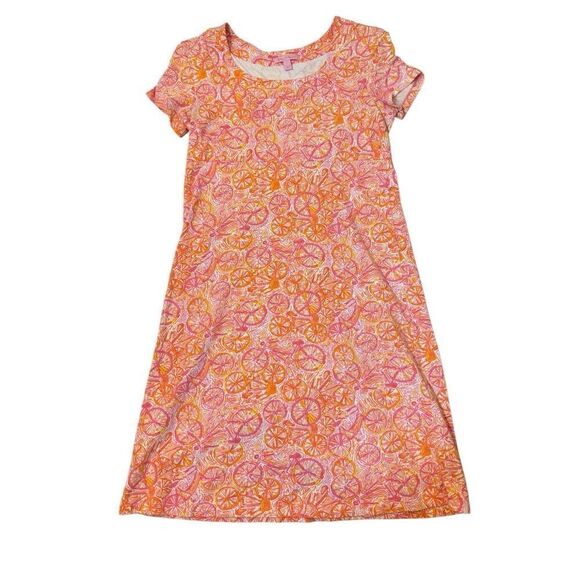 Lilly Pulitzer Kelsea Dress in Ten Speed Bicycle Print Sz XS Orange Pink - Picture 8 of 9
